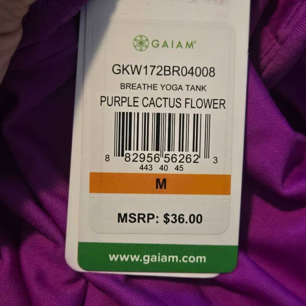 Gaiam Purple Cactus Flower Top Size Medium Breath-Dri Medium Support Bra - Picture 5 of 6